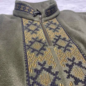 Капюшонки и спортивные кофты с полной запечаткой: Фліска Вишиванка Тризуб - Жовтий орнамент